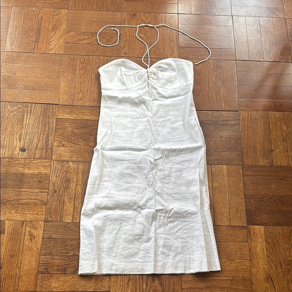 Theory White Sheath Dress Spaghetti Strap Sweetheart Neckline